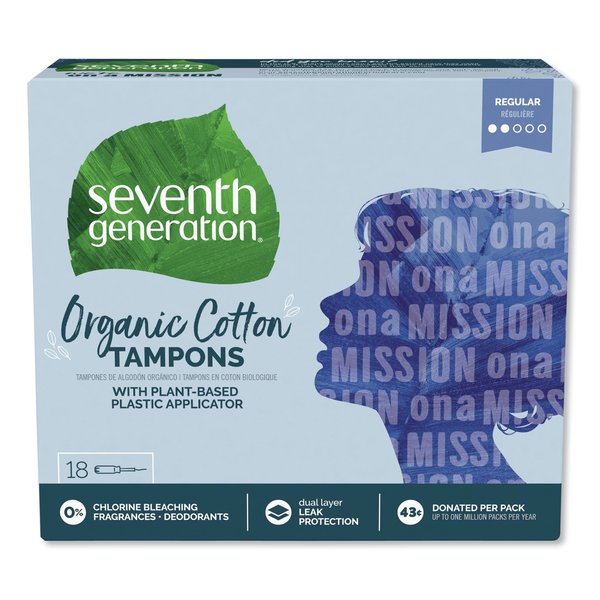 Seventh Generation Organic Cotton Tampons, Regular, PK108 45108CT